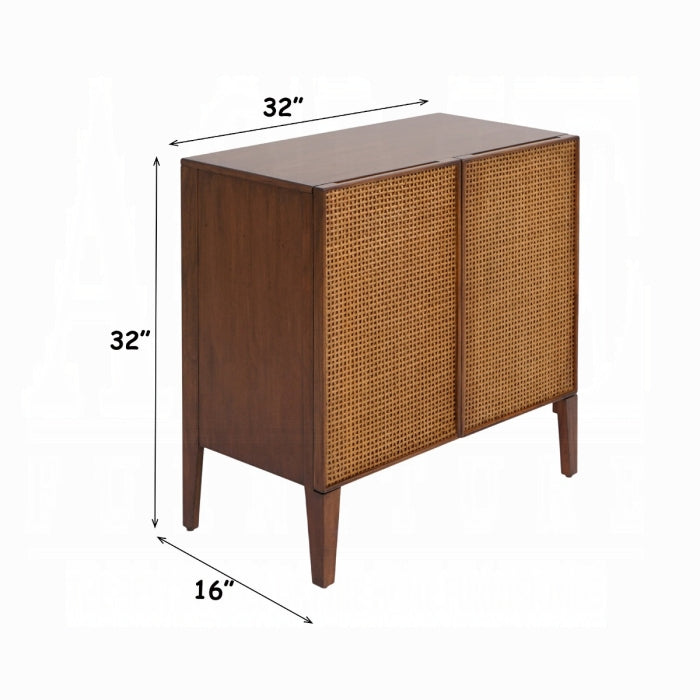 Lois Walnut Finish Rattan Webbing Solid Mahogany Wood Console Entry Hall Sideboard Cabinet – AC02897
