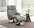 Acme AC02991 2 pc Janella Anson grey top grain leather recliner swivel chair with ottoman