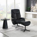 Acme AC02992 2 pc Labonita Anson black top grain leather recliner swivel chair with ottoman