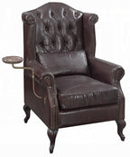 Acme AC02994 Pino vintage brown top grain leather swivel tufted high back accent chair nail head trim