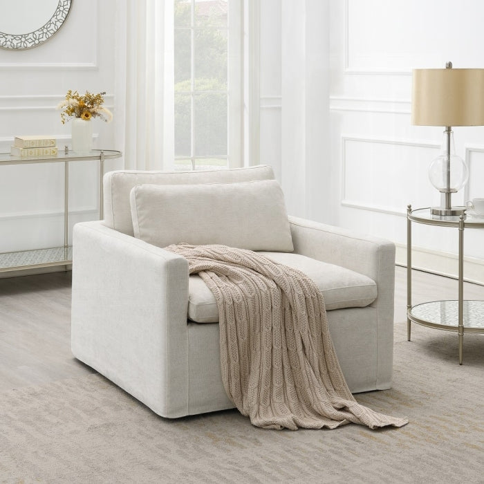 Acme AC03142 Frederick ivory fabric square swivel accent chair