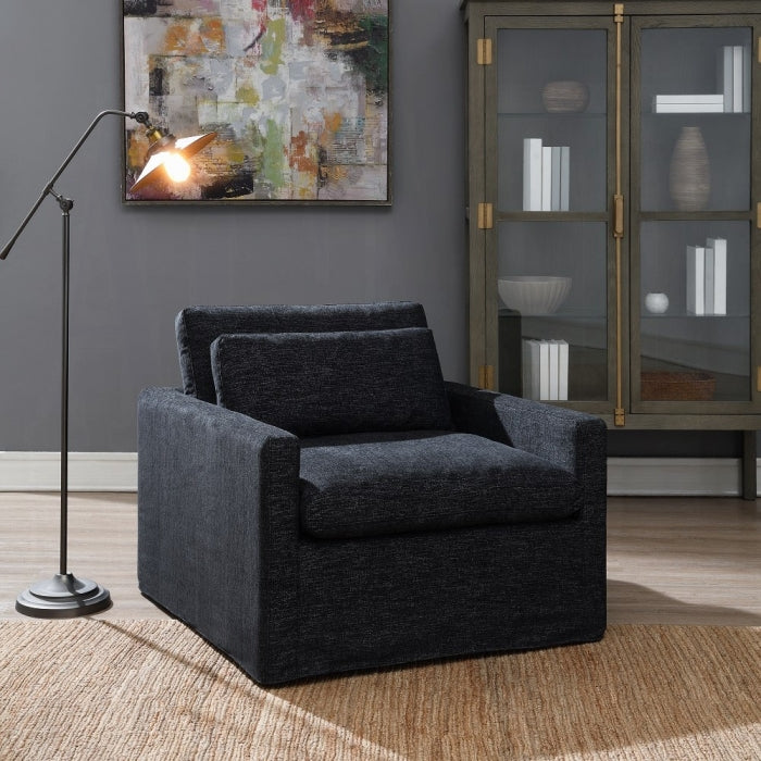 Acme AC03143 Frederick dark grey fabric square swivel accent chair