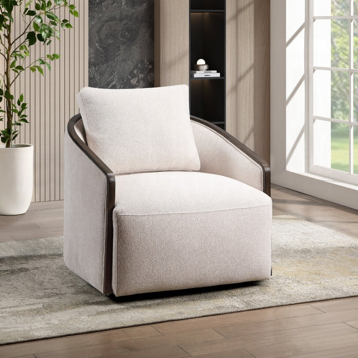 Lenora Beige Chenille Swivel Accent Chair – AC03427