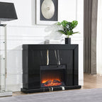 Acme AC03869 Black marbled mirror finish 47" fireplace unit with remote