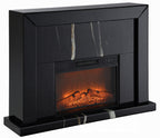 Acme AC03869 Black marbled mirror finish 47" fireplace unit with remote