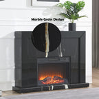 Acme AC03869 Black marbled mirror finish 47" fireplace unit with remote