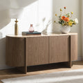 Markku Natural Marble and Oak Finish Wood Server Buffet Console Cabinet – AC05319
