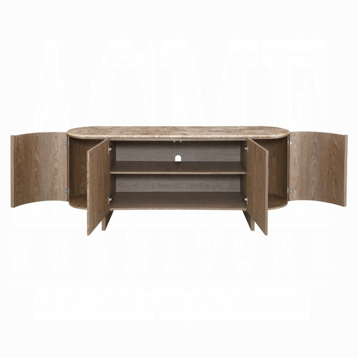 Markku Natural Marble and Oak Finish Wood Server Buffet Console Cabinet – AC05319