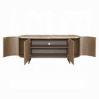 Markku Natural Marble and Oak Finish Wood Server Buffet Console Cabinet – AC05319