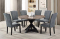 Aspen-7PC 7 pc Aspen two tone oak and black finish wood 54" round dining table set
