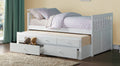 B2053PRW-1 Harriet bee riley captains mission style white finish wood twin size bed with storage trundle bed