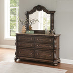 Best Master B5000-4PC 4 pc Marchelein traditional style fabric tufted cherry finish queen bedroom set