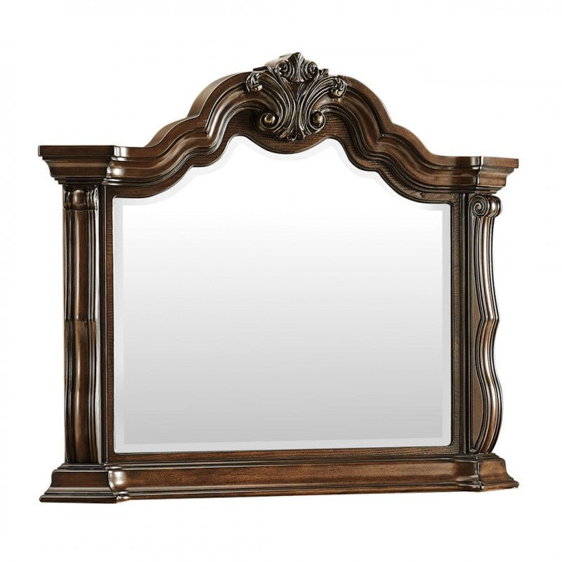 Best Master B5000-4PC 4 pc Marchelein traditional style fabric tufted cherry finish queen bedroom set