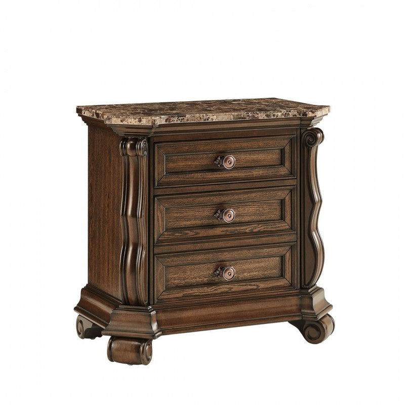 Best Master B5000-4PC 4 pc Marchelein traditional style fabric tufted cherry finish queen bedroom set