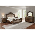 Best Master B5000-4PC 4 pc Marchelein traditional style fabric tufted cherry finish queen bedroom set