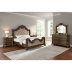 Best Master B5000-4PC 4 pc Marchelein traditional style fabric tufted cherry finish queen bedroom set
