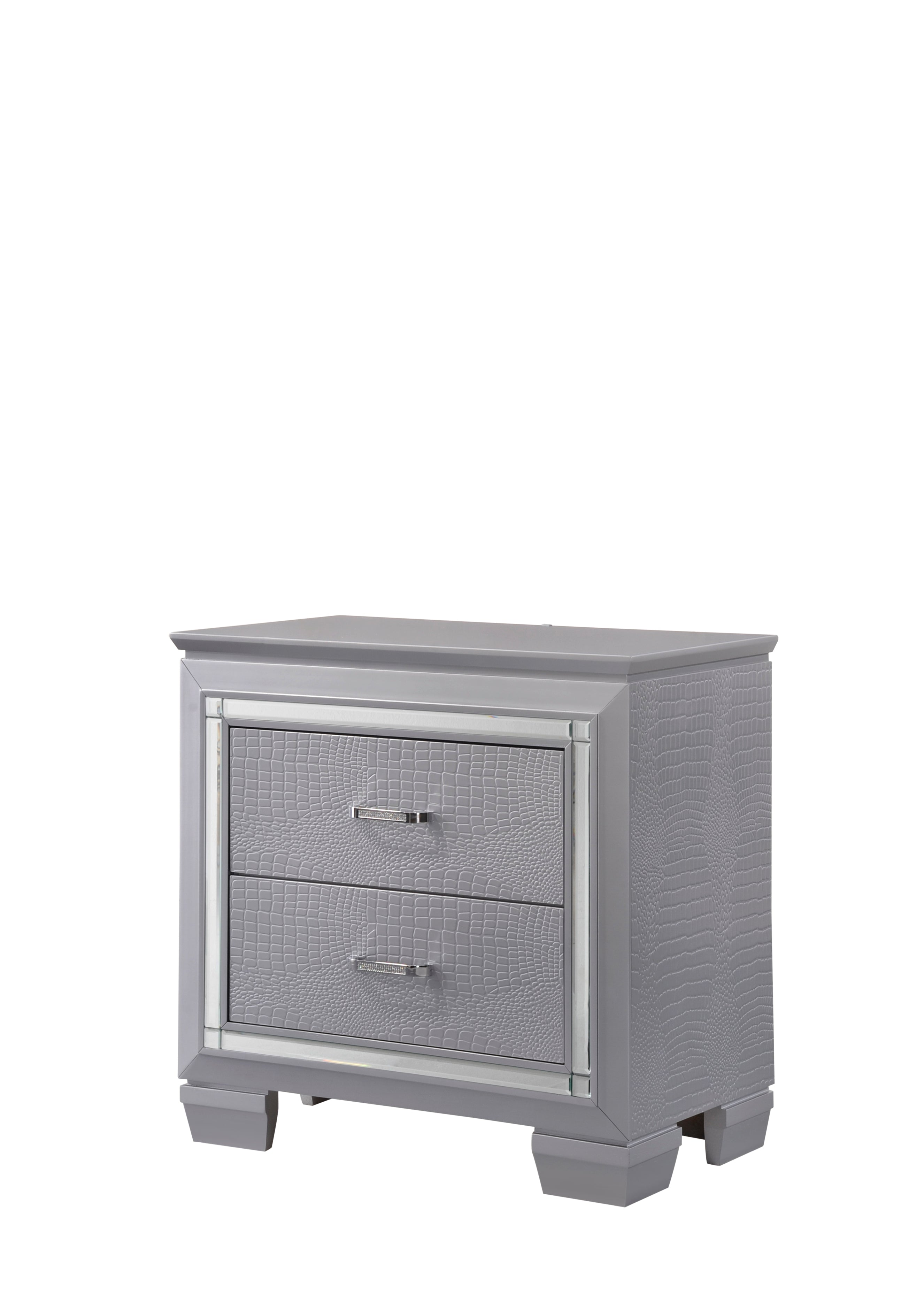 Lillian 4-Piece Metallic Wood Queen Bedroom Set with LED Accents – B7100