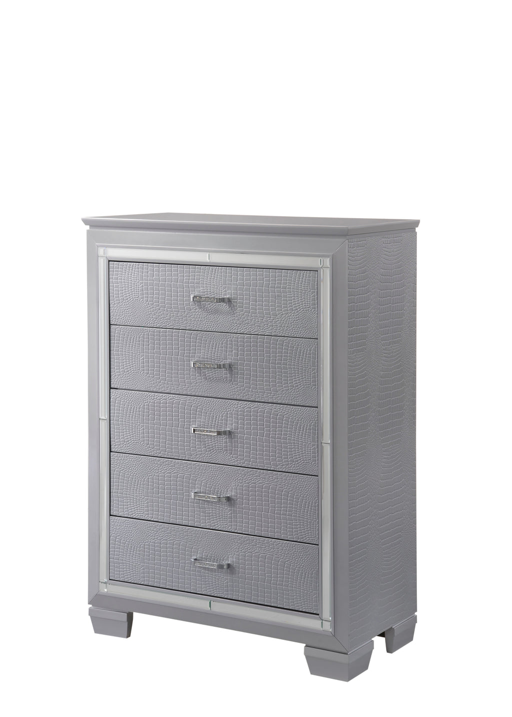 Lillian 4-Piece Metallic Wood Queen Bedroom Set with LED Accents – B7100