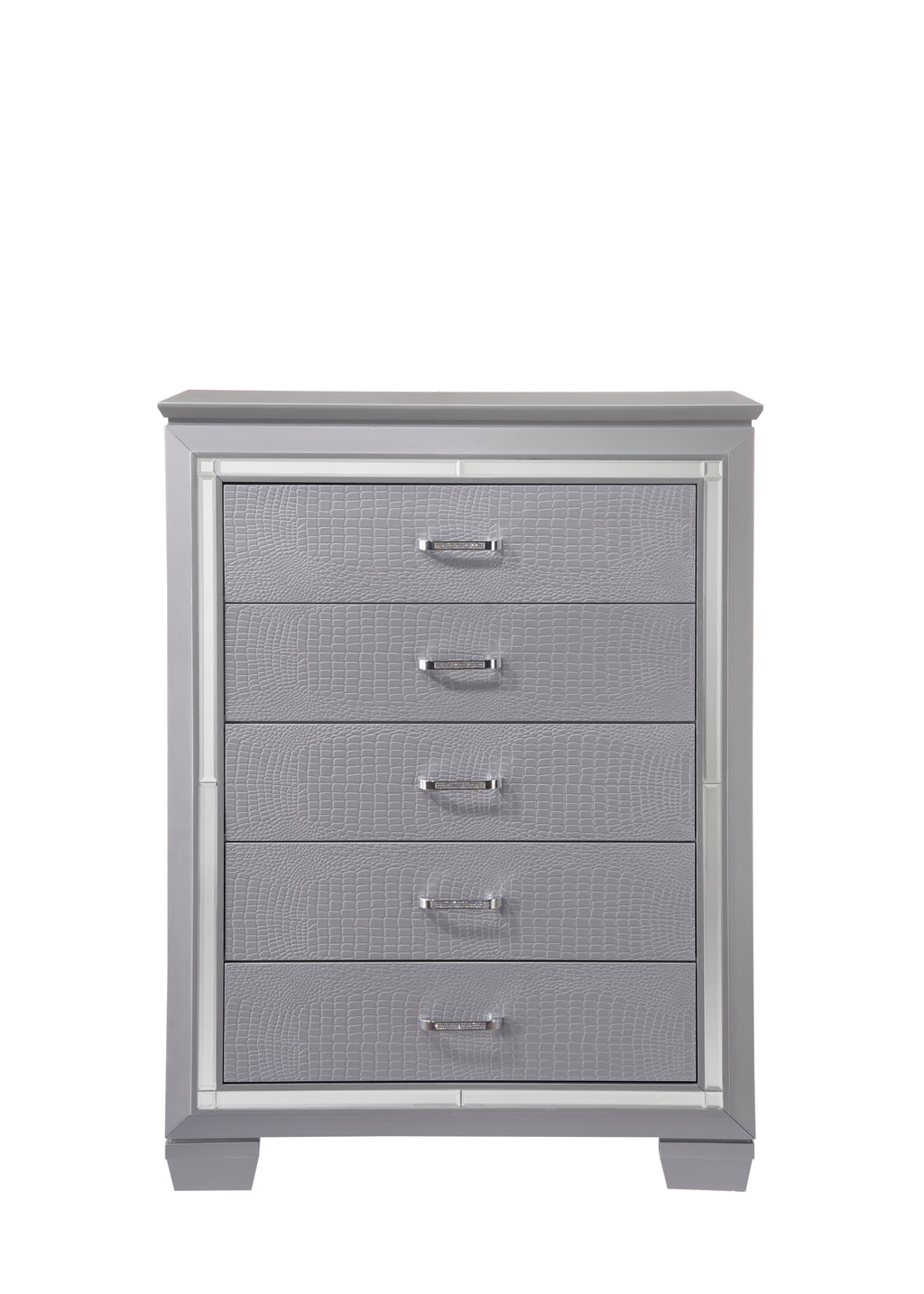 Lillian 4-Piece Metallic Wood Queen Bedroom Set with LED Accents – B7100