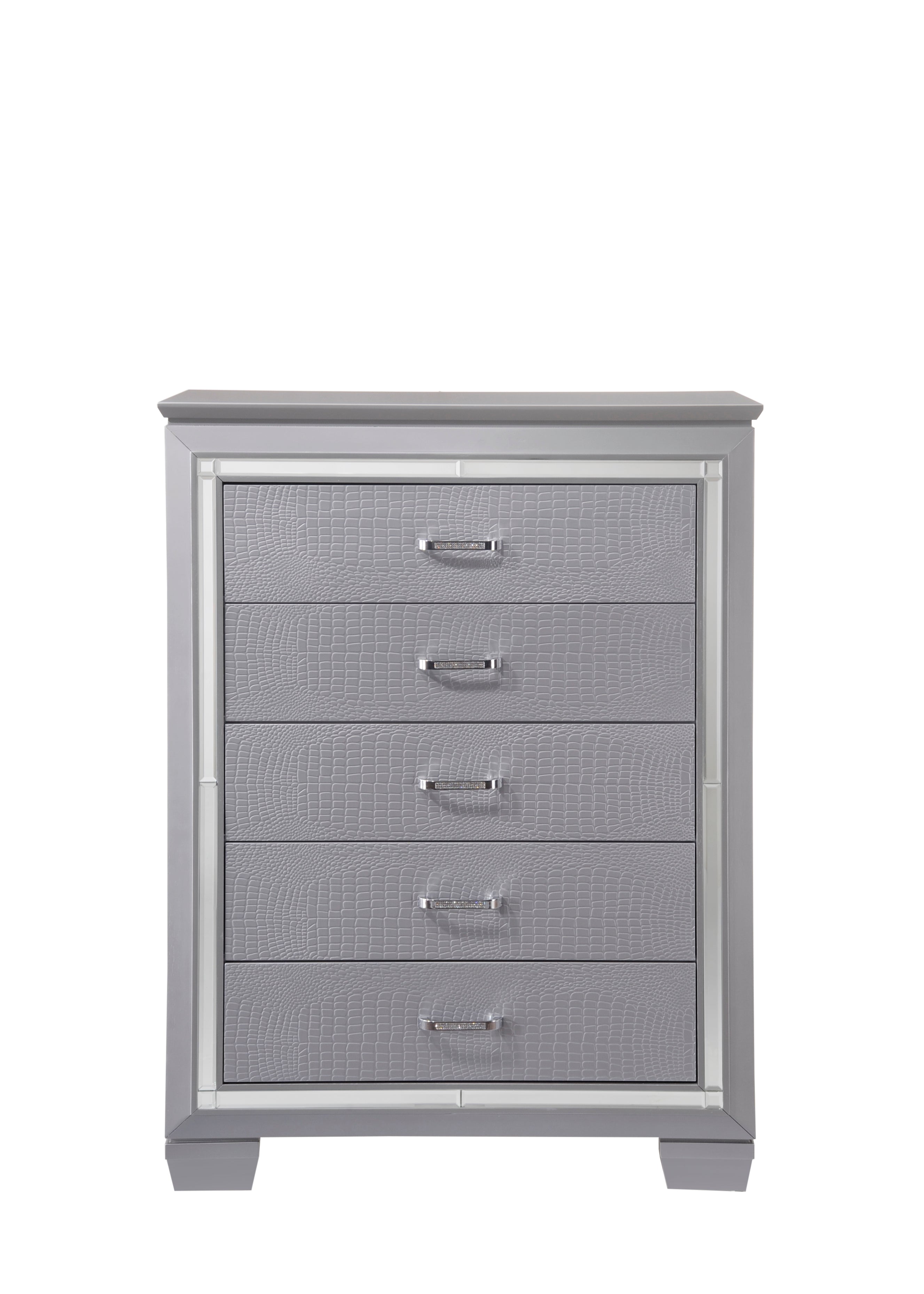 Lillian 4-Piece Metallic Wood Queen Bedroom Set with LED Accents – B7100