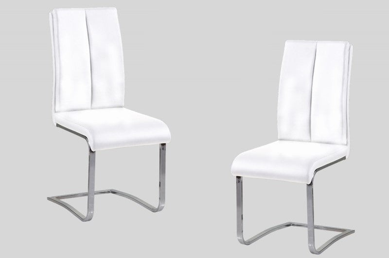 Best master BA207-2PCWH  Set of 2 Everett modern white dining chairs chrome frame