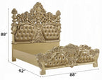Acme BD00451EK 4 pc Astoria grand seville gold finish wood ornately carved tan faux leather headboard Eastern king bedroom set