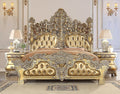 Acme BD00451EK Astoria grand seville antique gold finish wood french inspired ornate eastern king bed