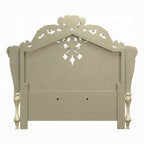Vatican Champagne Silver Finish Wood Ornately Carved Faux Leather Headboard Eastern King Bed – BD00461EK-BED