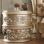 Acme BD00461EK 4 pc Astoria grand vatican champagne silver finish wood ornately carved faux leather headboard Eastern king bedroom set
