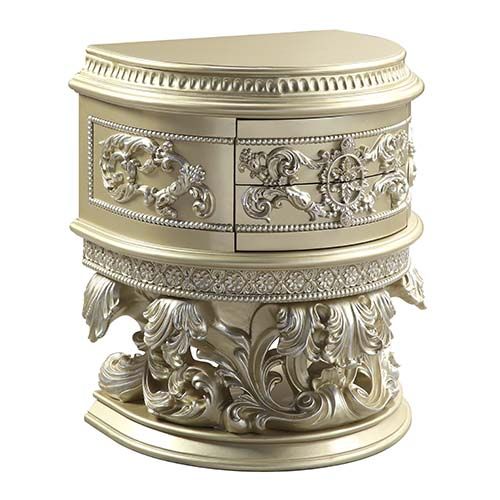 Acme BD00462 Astoria grand vatican champagne silver finish wood ornately carved nightstand