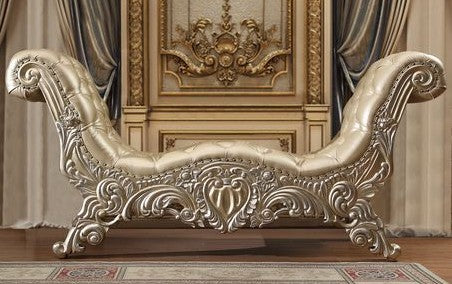 Acme BD00466 Astoria grand vatican champagne silver finish wood ornately carved bedroom entry bench
