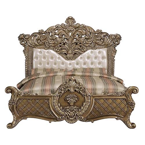 Acme BD00471EK Astoria grand constantine antique gold finish wood french inspired baroque ornate eastern king bed