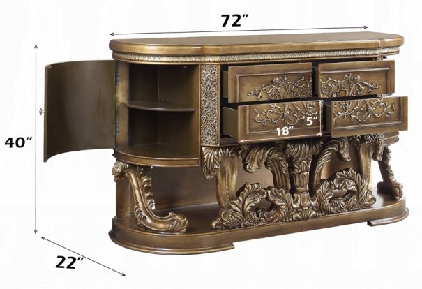 Acme BD00471EK Astoria grand constantine antique gold finish wood french inspired baroque ornate eastern king bed