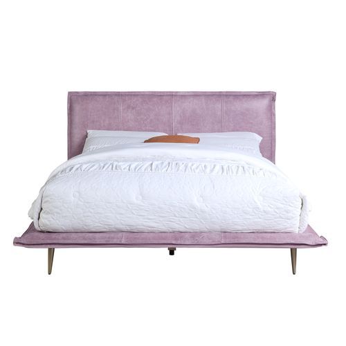 Acme BD00561Q Astoria grand metis pink top grain leather upholstered queen bed