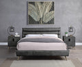 Acme BD00563Q Doris gray top grain leather mid century modern queen bed