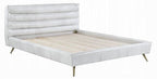 Acme BD00565Q Doris vintage white top grain leather mid century modern queen bed