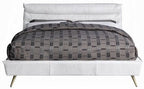 Acme BD00565Q Doris vintage white top grain leather mid century modern queen bed