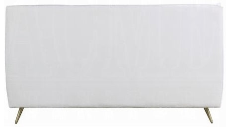 Acme BD00565Q Doris vintage white top grain leather mid century modern queen bed