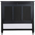 Acme BD00584Q-4PC 4 pc Varian mirrored black finish wood tufted dark navy blue velvet fabric queen bedroom set