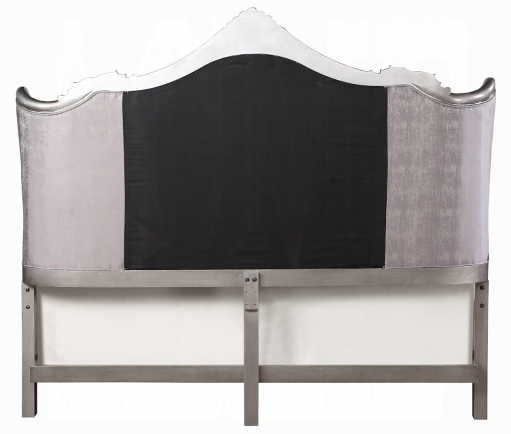 Acme BD00603Q 4 pc Ariadne antique platinum finish wood queen bedroom set decorative carvings tufted accents