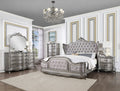 Acme BD00603Q 4 pc Ariadne antique platinum finish wood queen bedroom set decorative carvings tufted accents