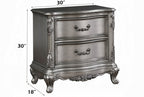 Acme BD00603Q 4 pc Ariadne antique platinum finish wood queen bedroom set decorative carvings tufted accents