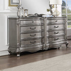 Acme BD00603Q 4 pc Ariadne antique platinum finish wood queen bedroom set decorative carvings tufted accents