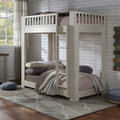 Acme BD00612 Harriet bee cedro weathered white finish wood twin loft bed with lower twin bed