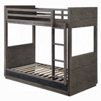Acme BD00613 Harriet bee cedro grey oak finish wood twin loft bed with lower twin bed with drawers