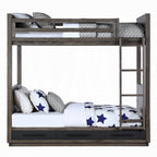 Acme BD00613 Harriet bee cedro grey oak finish wood twin loft bed with lower twin bed with drawers
