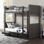 Acme BD00613 Harriet bee cedro grey oak finish wood twin loft bed with lower twin bed with drawers