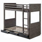 Acme BD00613 Harriet bee cedro grey oak finish wood twin loft bed with lower twin bed with drawers