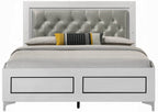 Acme BD00644Q-4PC 4 pc Astoria grand Casilda white finish wood grey faux leather LED queen bedroom set