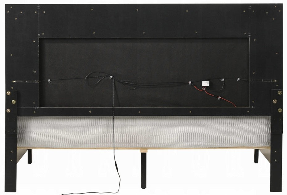 Acme BD00644Q-4PC 4 pc Astoria grand Casilda white finish wood grey faux leather LED queen bedroom set